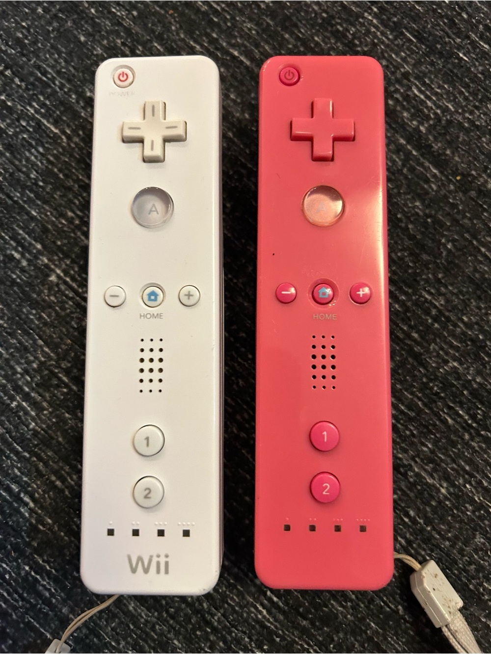 Nintendo Wii Remote Controllers - White & Pink Pair